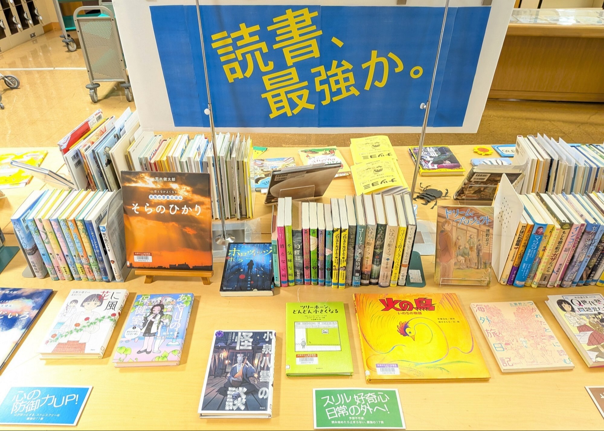 7月の特集展示　読書、最強か。のコーナー